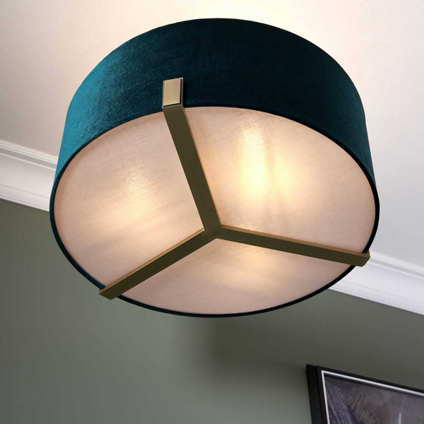 Lampa wisząca z abażurem Hayfield 95839 Endon do sypialni zielona złota