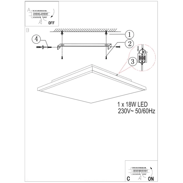 Sufitowa lampa Doro 41594D1M LED 18W 3000K square mosiądz biała