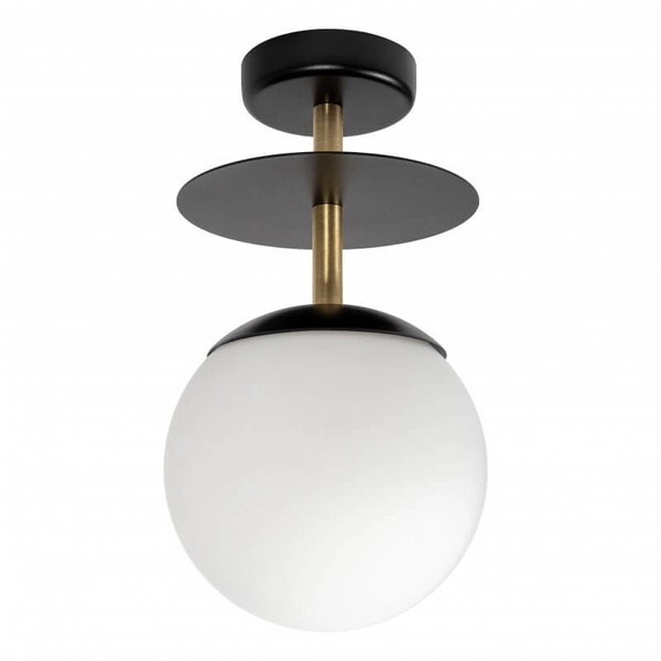 Sufitowa lampa okrągła Plaat PLB12303 szklana czarna mosiądz biała