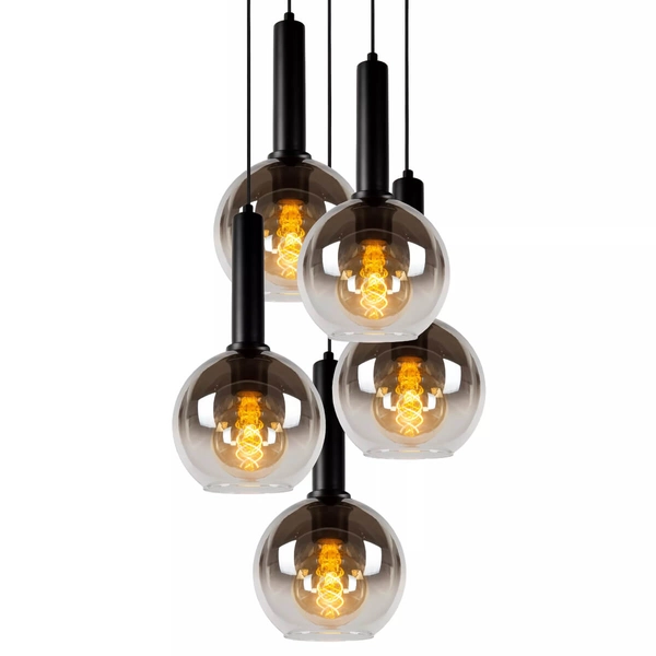 Wisząca lampa loftowa Marius kaskada czarna przydymiona