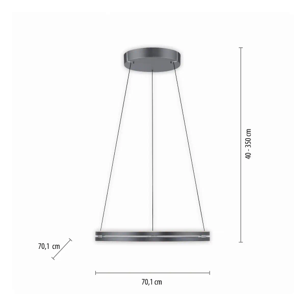Wisząca lampa PUREE-LOOP szara LED 53W 2700-5000K pierścień do jadalni nad stół 2551-15