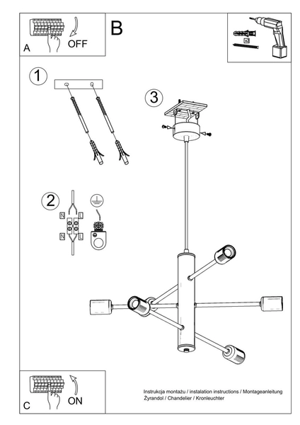 LAMPA wisząca SL.0305 metalowa OPRAWA zwis MOLECULAR sticks czarny