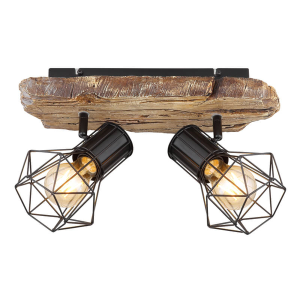 Sufitowa lampa rustykalna Priska 54017W-2 drewno czarna