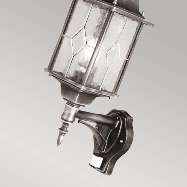 Tarasowa lampa ścienna Wexford WX1-PIR Elstead metalowa czarna srebrna