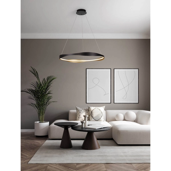 Pierścieniowa lampa wisząca SATIPO LE44471 LED 40W 2700-5000K ring czarna złota