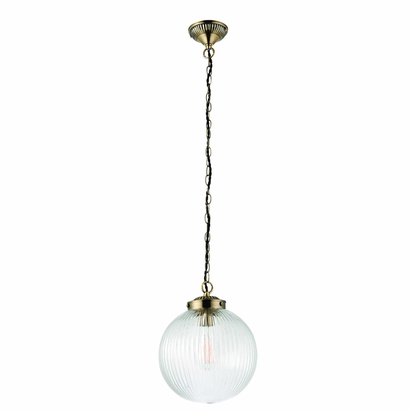 Kulista lampa wisząca Brydon 71123 Endon łańcuch szkło przezroczysty mosiądz