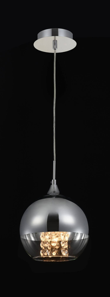 LAMPA wisząca FERMI P140-PL-110-1-N Maytoni szklana OPRAWA glamour ZWIS okrągły z kryształkami chrom przezroczysty