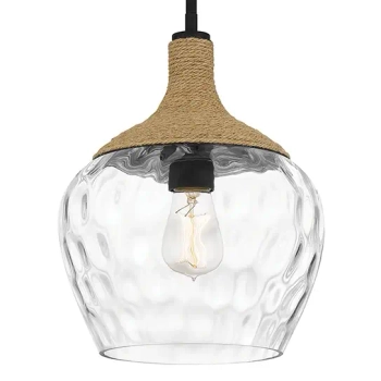 Ekologiczna lampa wisząca Royer QZ-ROYER-1P-MBK szklana rattan czarny