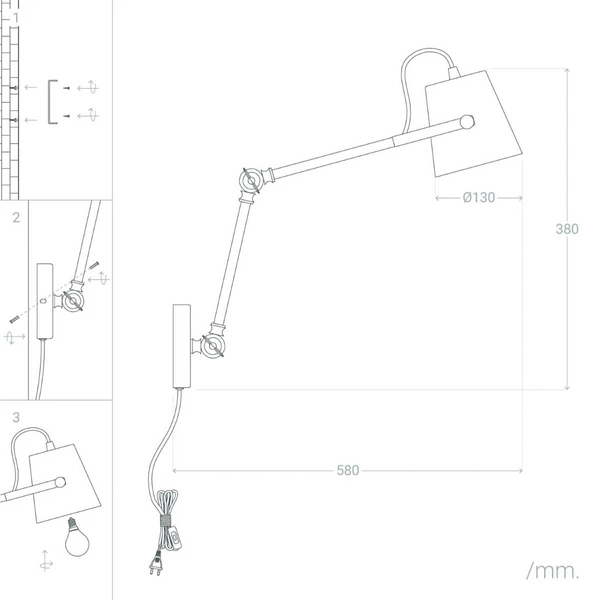 Kinkiet ścienny z regulacją Retro ABR-RRB-C-E14 Abruzzo do czytania czarny
