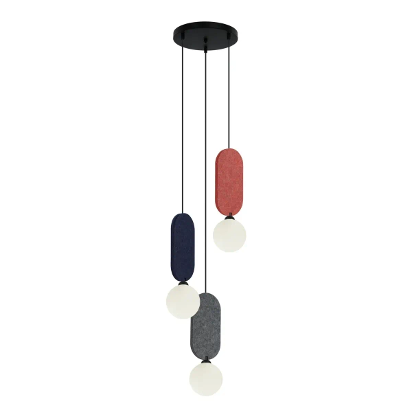 Potrójna wisząca lampa Lorenzo PND-59815A-3-MLTI do salonu szary czerwony