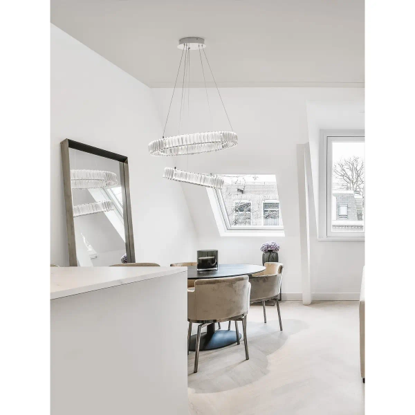 Srebrna lampa wisząca BAUTA LE42917 rings LED 46W do pokoju