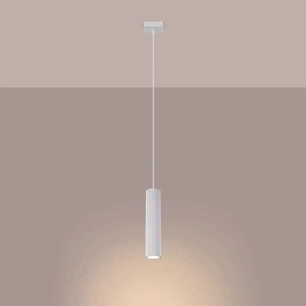 Podłużna lampa wisząca Karbon SL.1535 minimalistyczna tuba biała OUTLET