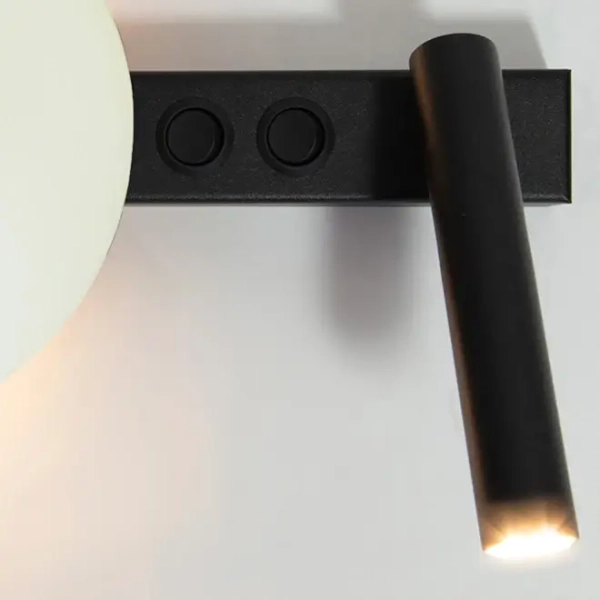 Ścienny kinkiet z włącznikami Hotel Mood 41367 kula szklana czarna biała