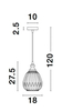 Lampa wisząca BAILEN LE41892 szklana zwis łezka chrom szara outlet