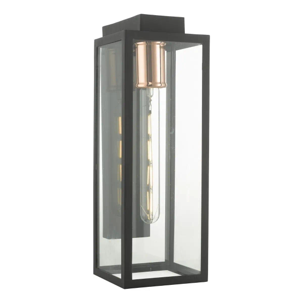 Tarasowa lampa ścienna Naxos NAX1522 szklana prostokątna IP43 czarny