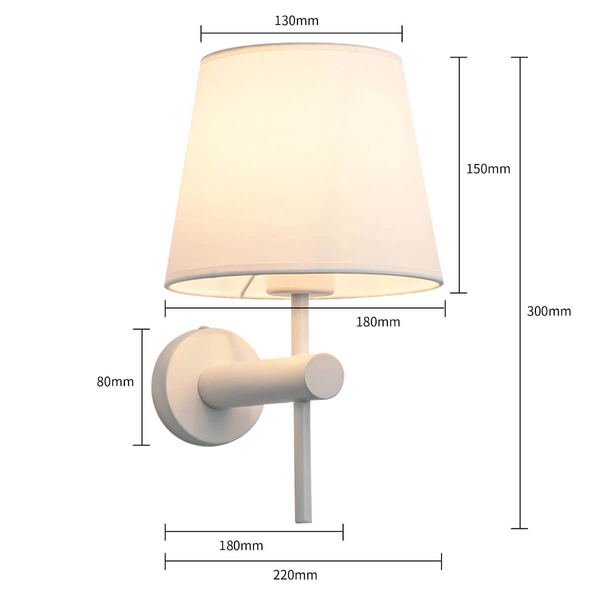 Ścienna LAMPA klasyczna TIVOLI LP-1133/1W WH Light Prestige abażurowa OPRAWA kinkiet okrągły na wysięgniku biały