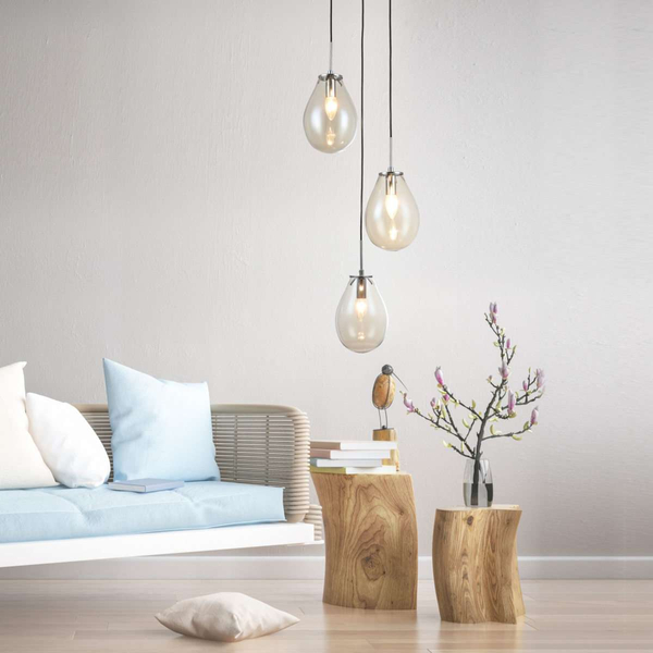 LAMPA wisząca FONDI LP-1214/3P Light Prestige szklana OPRAWA kaskada zwis przezroczysty