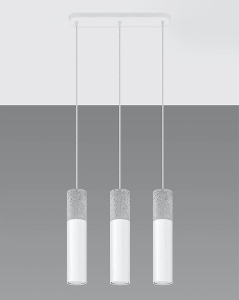 Wisząca LAMPA skandynawska SL.0649 loftowa OPRAWA tuby ZWIS metalowy beton biały