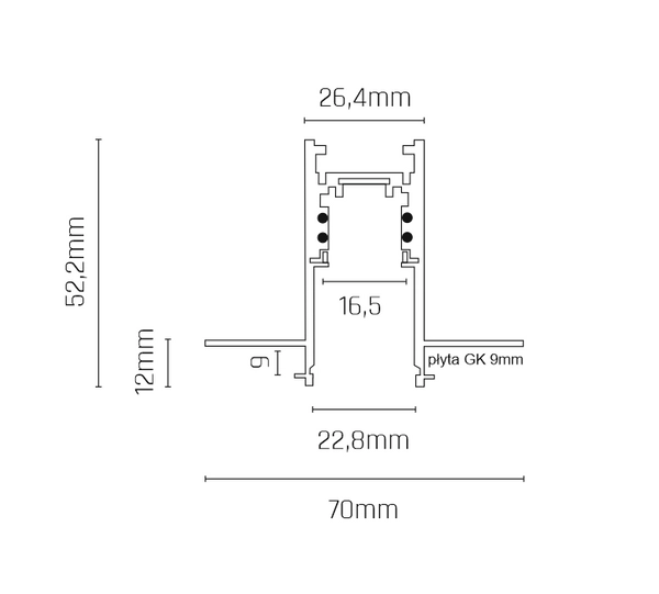 Magnetyczna szyna Komatsu 6501 Shilo podtynkowa czarna