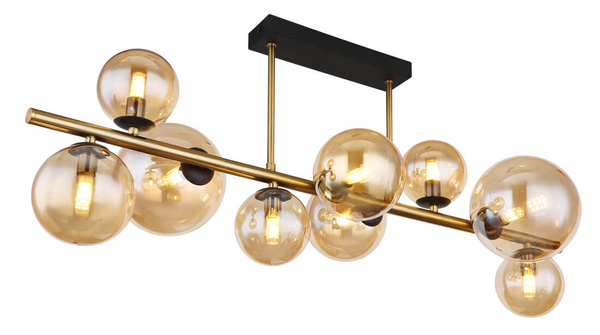 Przysufitowa lampa Riha 56135-9D bubbles czarna bursztynowa