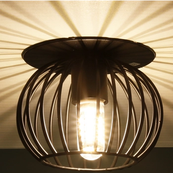 Druciana lampa podtynkowa Czarny koszyk wpuszczana do holu