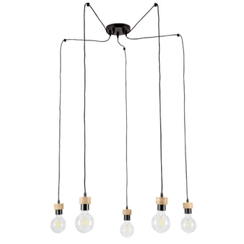 Lampa wisząca CLARTE 3491504 metalowa loftowy zwis pająk czarny drewno
