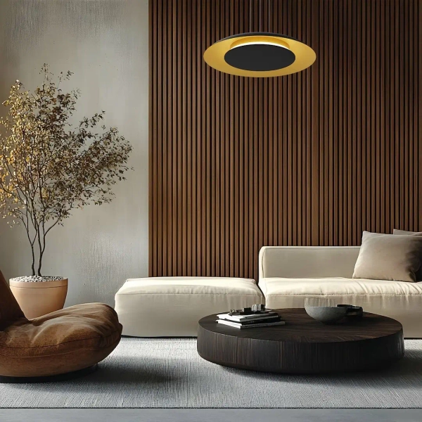 Ringowa lampa wisząca Piattino ML1815 LED 30W 3000-6000K czarny złoty