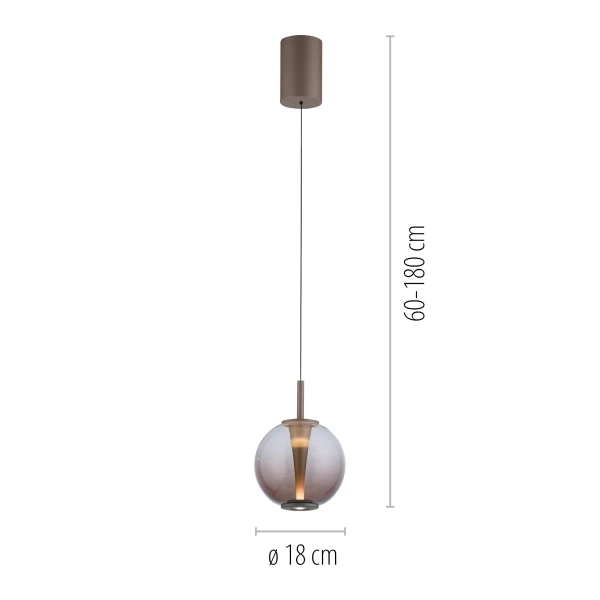 Opuszczana lampa wisząca PURE INFINITY brązowa 2220-97 1xLED 10W 2200-5000K na pilot