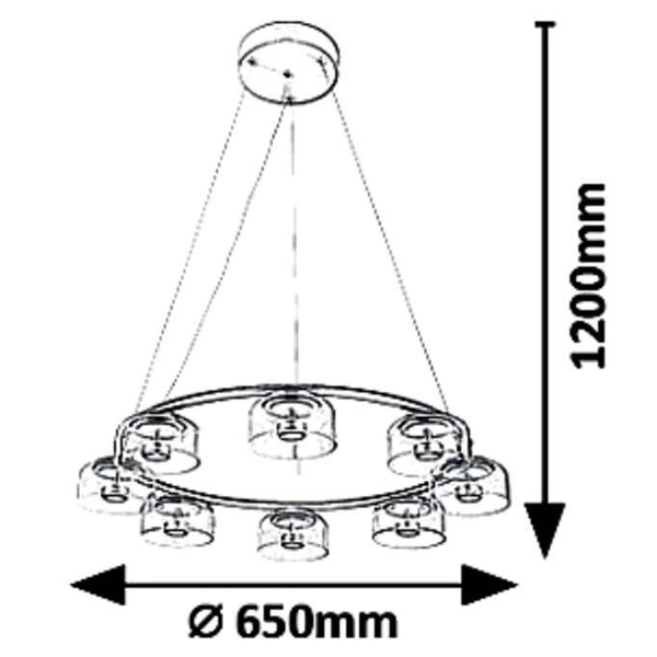 LAMPA wisząca LORELL 5390 Rabalux okrągła OPRAWA metalowa ZWIS pierścień LED 40W 3000K ring złoty przezroczysty
