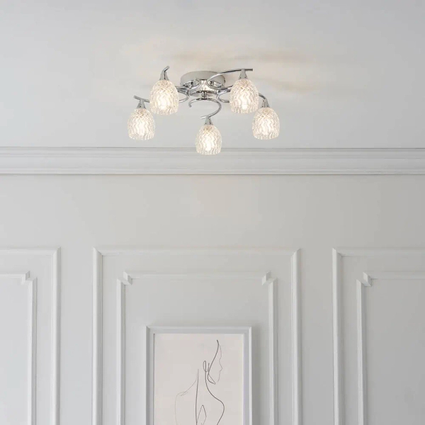 Wielopunktowa lampa sufitowa Boyer BOYER-5CH chrom przezroczysty