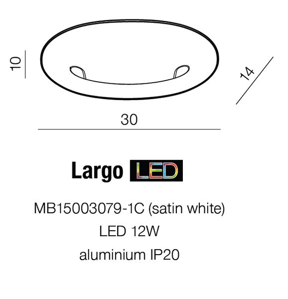 Minimalistyczny kinkiet pokojowy Largo LED 12W biały