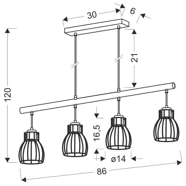 Druciana lampa wisząca BERNITA 34-78117 zwis klatki czarne drewno
