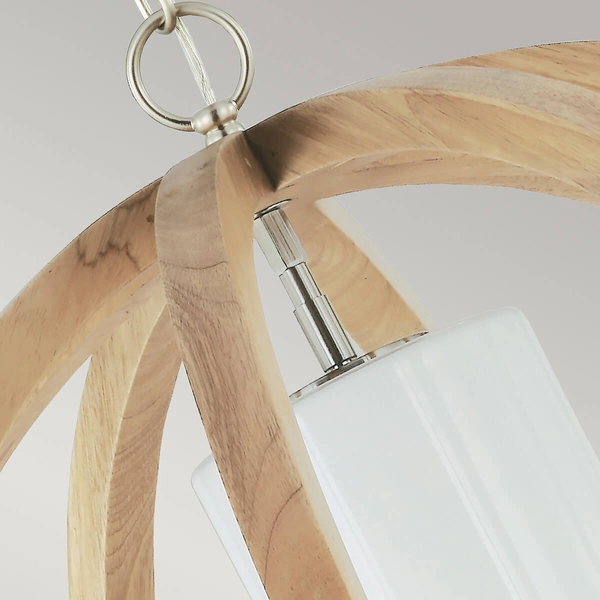 Lampa wisząca na łańcuchu Allier FE-ALLIER-P-L-LW Feiss drewniana brązowa