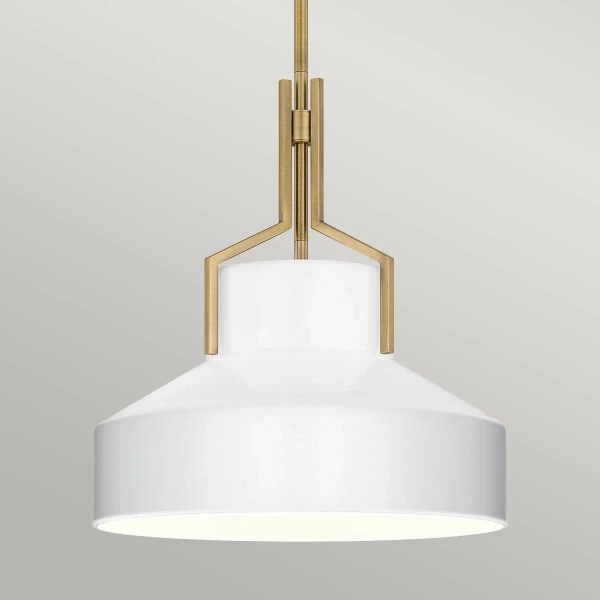 Szklana wisząca lampa Brecken QZ-BRECKEN-2P-AB-ABG biała mosiądz