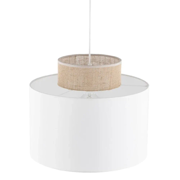 Skandynawska lampa wisząca Duo 1856 tuba z naturalnej juty biały