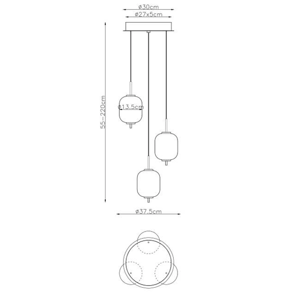 Potrójna wisząca lampa Ewald 15217-3 LED 20W 3000K kule mosiądz białe