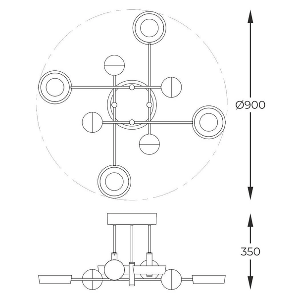 Sufitowa lampa LED Lara MX7170-8-3BGT Zumaline 55W 3000K czarna złota