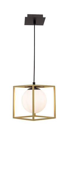 Sześcienna lampa wisząca Plata metalowa cube złota biała