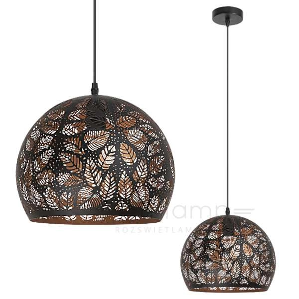 LAMPA wisząca MANORCA 2276 Rabalux orientalna OPRAWA zwis kula ball liście czarny złoty