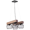 LAMPA wisząca MILAN 31576 Sigma metalowa OPRAWA druciany ZWIS klatki na belkach drewno brązowe
