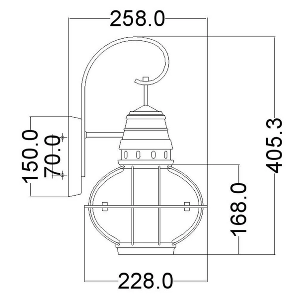 Lampa elewacyjna latarnia Bridge Point KL-BRIDGEPOINT-M-NBR IP44 mosiądz