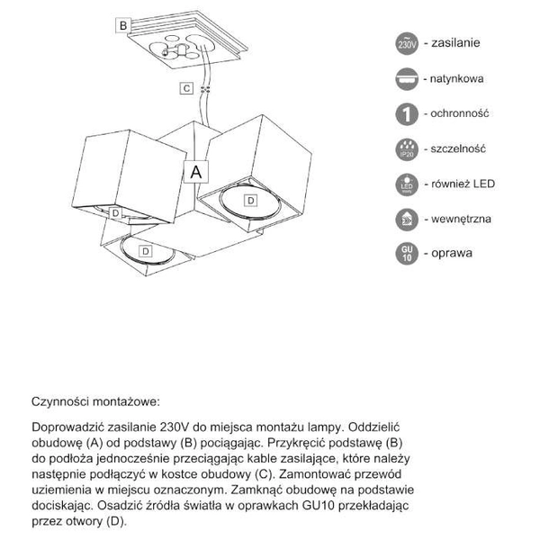 LAMPA sufitowa BIZEN 7218 Shilo metalowa OPRAWA reflektorowa biała