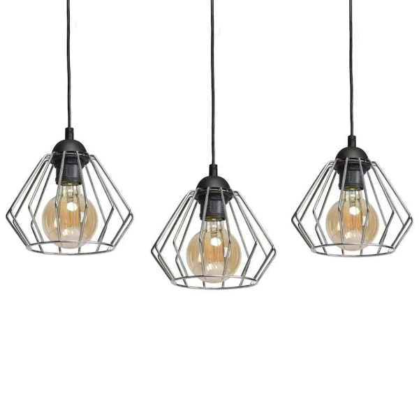 LAMPA wisząca NORMAN MLP6264 Milagro industrialna OPRAWA metalowy ZWIS druciane klatki czarne chrom