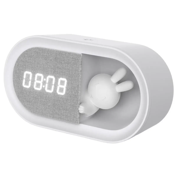 Dziecięca lampka nocna z budzikiem Bunny 328151 LED 1,2W 3000K biała szara
