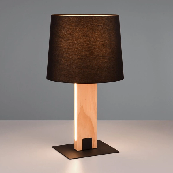 Tkaninowa lampka nocna Rahul 547610232 abażur czarny brązowy