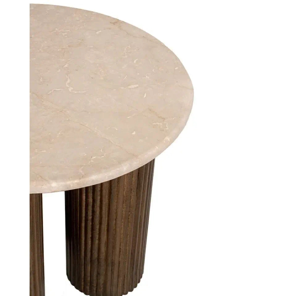 Beżowy stolik kawowy RAGNO MM001501100333 brązowy drewno dekor marmuru 50cm