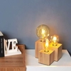 Rustykalna LAMPA stołowa VINCENT 2276374 Spotlight stojąca LAMPKA biurkowa drewniane kostki cube dąb olejowany