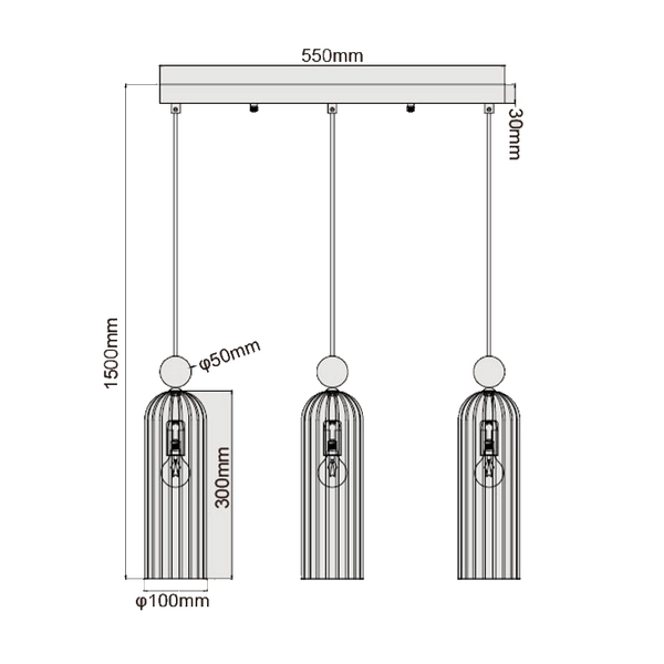 Trzypunktowy zwis Piega bursztynowa szklana lampa do salonu