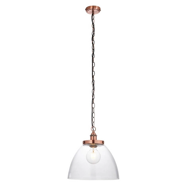 Lampa wisząca łańcuch Hansen Grand 106895 szklana miedziana przezroczysta