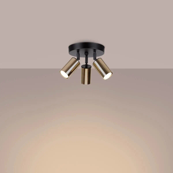 Lampa sufitowa Winx SL.1385 Sollux kuchenna tubki czarna złota